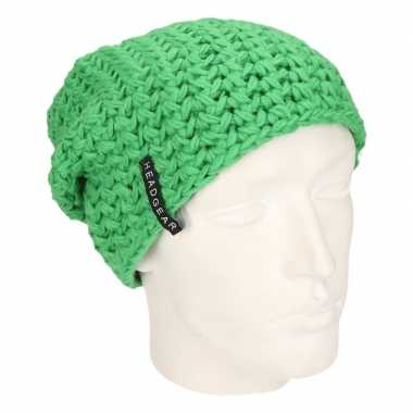 Basis wintermuts beanie limegroen