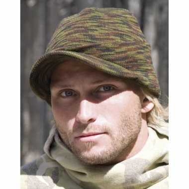 Esco wintermuts met klep in het camouflage groen