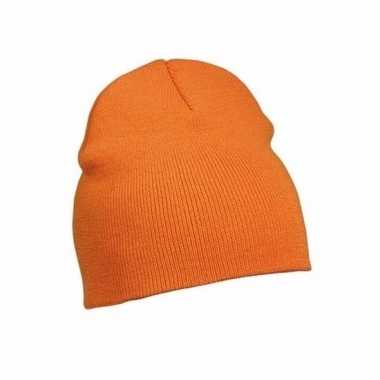 Gebreide wintermutsen oranje voor dames