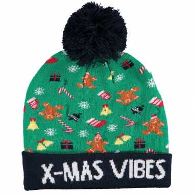 Kerstmis wintermutsen christmas vibes met licht voor jongens en meisjes
