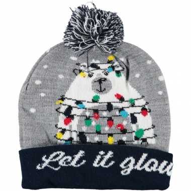 Kerstmis wintermutsen let it glow met licht