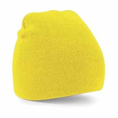 Pull on beanie wintermuts in het geel