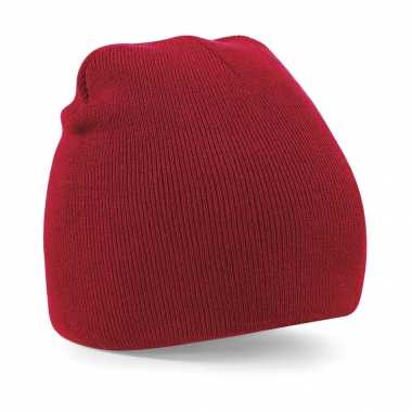 Pull on beanie wintermuts in het rood