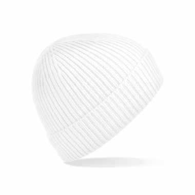 Ribbed beanie wintermuts in het wit