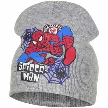 Wintermuts spiderman grijs voor jongens