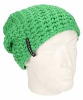 Basis wintermuts beanie limegroen 10096176