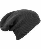 Basis wintermuts lange beanie grijs voor dames
