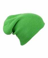 Basis wintermuts lange beanie limegroen voor dames