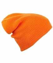 Basis wintermuts lange beanie oranje voor dames
