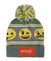 Emoticon wintermuts met pompon voor jongens