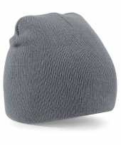 Pull on beanie wintermuts in het donkergrijs