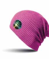 Softex beanie wintermuts in het fuchsia roze